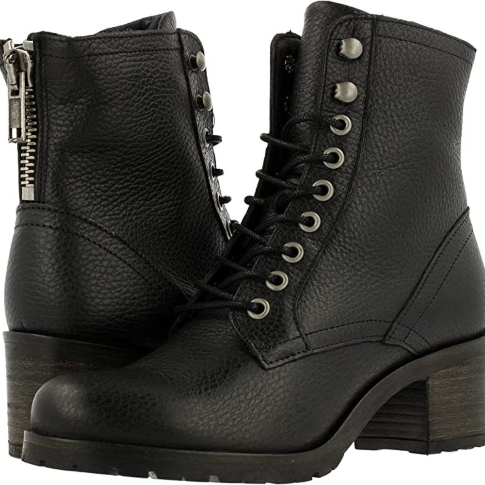 Bullboxer Ravan Black Leather Heeled Booties, EU 37 US Women's 6.5–7